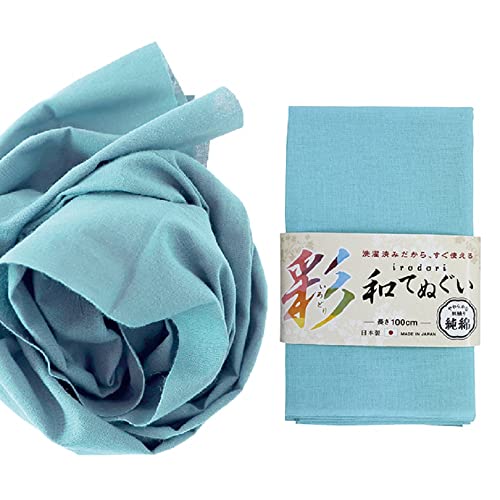 Fukutoku Sangyo Tenugui Hand Towel - 100% Cotton, Light Blue